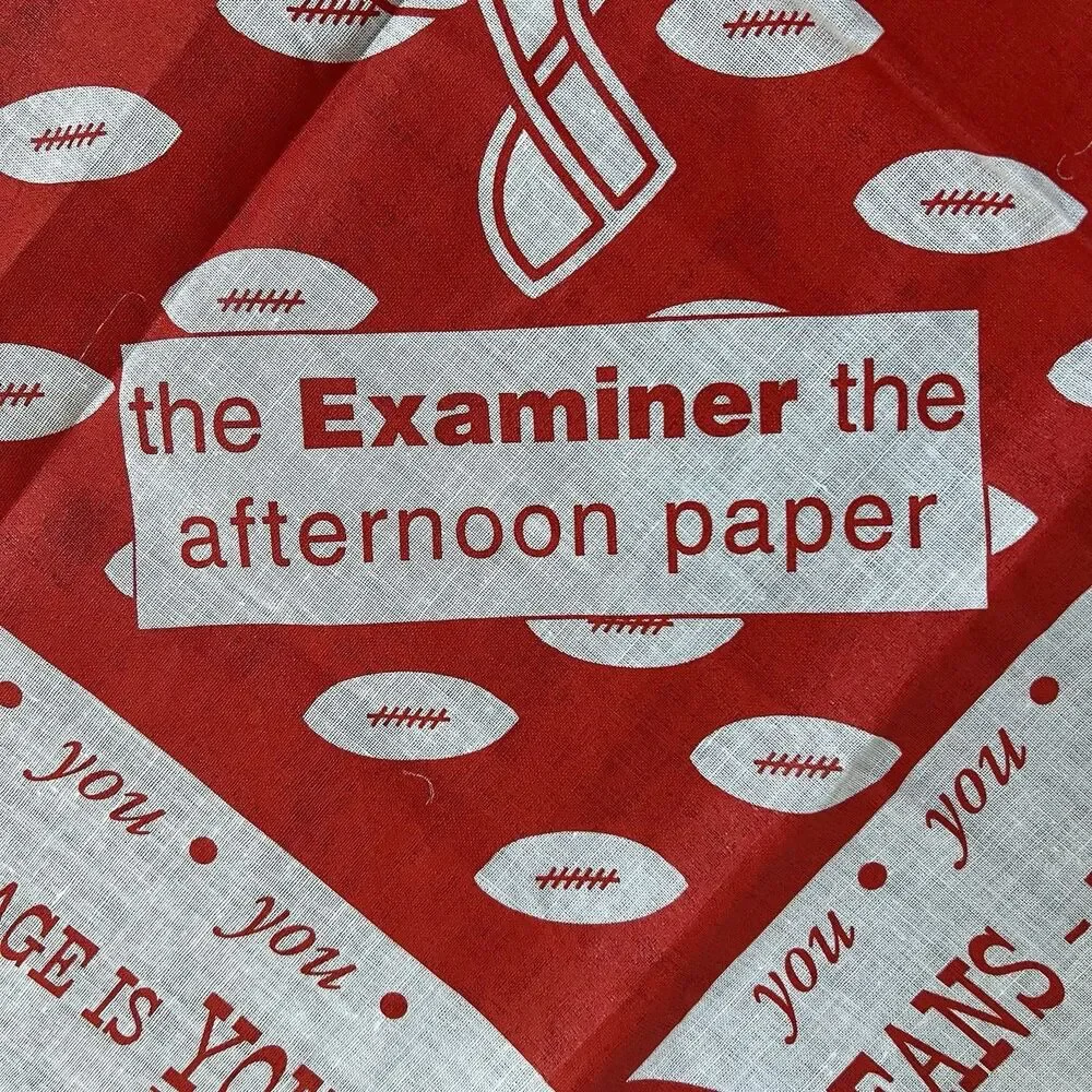 Vintage The Examiner KGO AM 810 San Francisco 49ers Fans Bandana Scarf New White